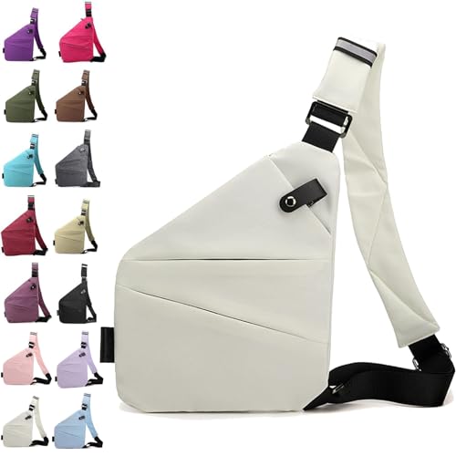 Diebstahlsichere Reisetasche Brusttasche Damen，Anti Theft Travel Bag Diebstahlsichere Tasche Herren，Diebstahlsichere Umhängetasche Bodybag Damen，Anti Diebstahl Tasche Damen (Weiße) von QUANMAITONG
