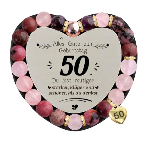 QUANMAITONG 50 Geburtstag Frauen Kleines Geschenk für Frauen，Armband Damen Geburtstagsgeschenk Beste Freundin Geschenke für Frau Freundin Tochter Mutter Schwester (50) von QUANMAITONG