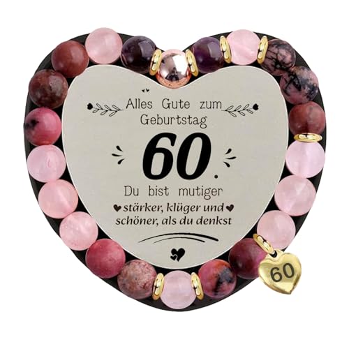 QUANMAITONG 60 Geburtstag Frauen Kleines Geschenk für Frauen，Armband Damen Geburtstagsgeschenk Beste Freundin Geschenke für Frau Freundin Tochter Mutter Schwester (60) von QUANMAITONG