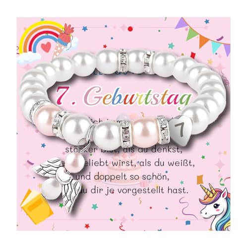QUANMAITONG 6/7/8/9/10 Jahre Geburtstag Geschenk Mädchen ，Schutzengel Armband Geschenke Geburtstagsgeschenk Für Mädchen Tochter Schwester Freundin Nichte Enkelin Patentochter von QUANMAITONG