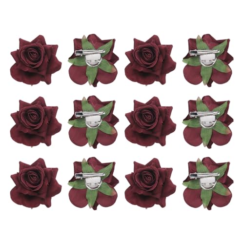 QUARKZMAN 12 Stück Rosenblume Haarspangen 3 Zoll Blumen Haarnadeln Blumenbrosche für Damen Haaraccessoires Dunkelrot QUARKZMAN 12 Stück Rosenblume Haarspangen 3 Zoll Blumen Haarnadeln Blumenbrosche für Damen Haaraccessoires Dunkelrot von QUARKZMAN