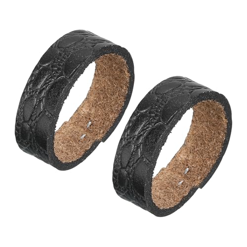 QUARKZMAN 2 Stück Leder Gürtelschlaufenhalter - Unregelmäßiges Muster Ring Schnalle Passt zu 3,5 cm breitem Gürtelriemen für DIY Handwerk Taschengürtel Fixierung (Schwarz) von QUARKZMAN