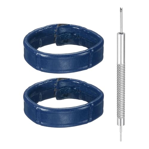 QUARKZMAN 2 Stück Leder Uhrenarmband Schlaufen 18mm Ersatz Uhrenarmband Halter Uhrenarmband Halterung Armband Halter Ringe, Dunkelblau von QUARKZMAN