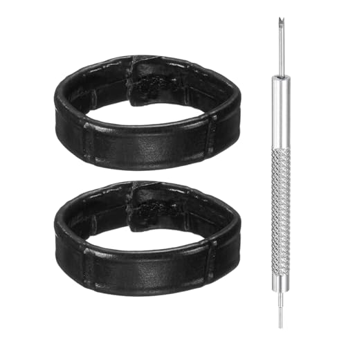 QUARKZMAN 2 Stück Leder Uhrenarmband Schlaufen 22mm Ersatz Uhrenarmband Halter Uhrenarmband Halterung Armbandhalter Ringe, Schwarz von QUARKZMAN