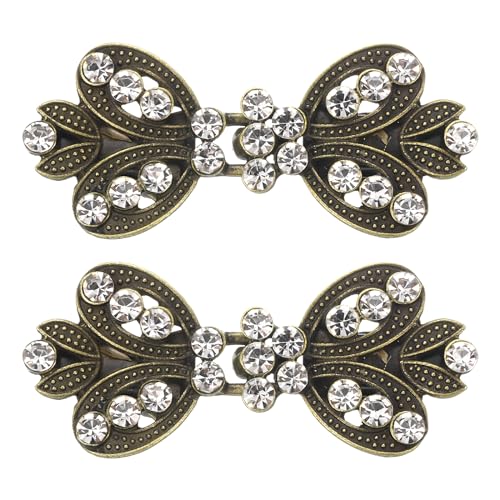 QUARKZMAN 2 Stück Vintage Pullover Clips, Umhang Verschluss Retro Cardigan Clips Schulterklappen Verschluss Kleid Hemd Brosche Clip für Frauen (Bronze) von QUARKZMAN