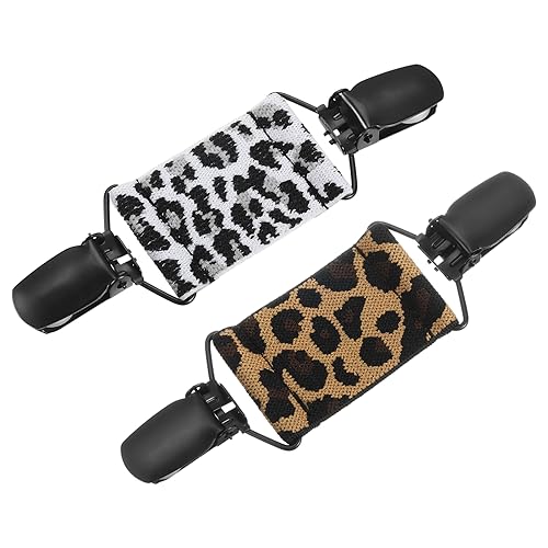 QUARKZMAN 2Stk Kleid Cinch Clips Pullover Clips Schal Strickjacke Kragen Clips Schal Clip Spanner Kleid Rückenschnalle Clip für Frauen Gedruckt Weiß und Braun von QUARKZMAN