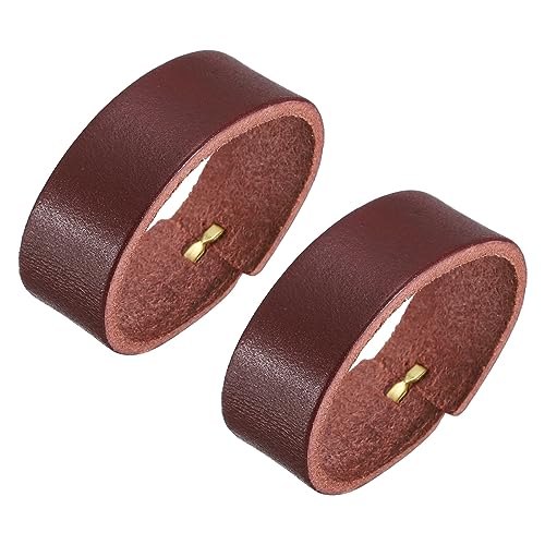 QUARKZMAN 2Stk Leder Gürtel Schleife Halterungen 11.5cm Außenumfang Gürtel Gurtband Ring Schnalle für Handwerker Tasche Gürtel Fixierung (Rot Braun) von QUARKZMAN