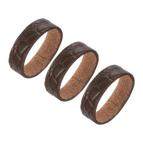 QUARKZMAN 3 Stück Leder Gürtelschlaufenhalter - Unregelmäßiges Muster Ring Schnalle Passt zu 3,8 cm breitem Gürtelriemen für DIY Handwerk Taschengürtel Fixierung (Kaffee) von QUARKZMAN