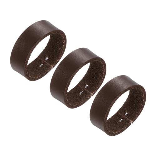QUARKZMAN 3 Stück Lederschlaufenhalter - Texturierte Ring-Schnalle passt zu 3,5 cm breitem Gürtelband für DIY-Handwerkstasche Gürtelbefestigung (Kaffee) von QUARKZMAN