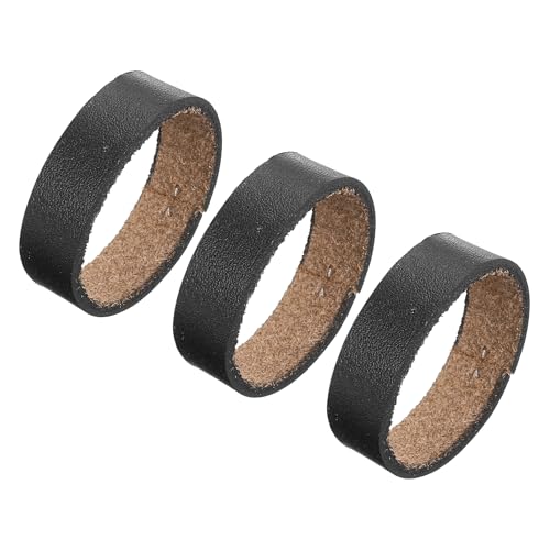 QUARKZMAN 3 Stück Lederschlaufenhalter - Texturierte Ring-Schnalle passt zu 3,8 cm breitem Gürtelband für DIY-Handwerkstasche Gürtelbefestigung (Schwarz) von QUARKZMAN