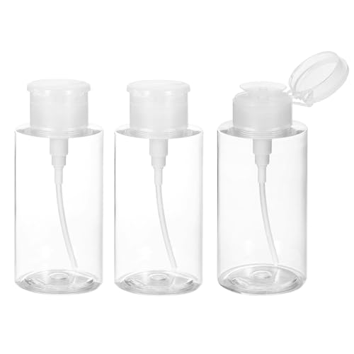QUARKZMAN 3 Stück Nagellackentferner Leerflasche 10,15 Unzen/300 ml Alkohol Flüssigkeit Druckpumpenspender Nachfüllbare Behälter für Make-up-Entferner, Klar von QUARKZMAN