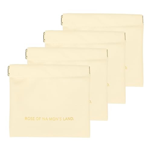 QUARKZMAN 4 Stück Kleine Make-up-Tasche für die Handtasche, PU Tragbare Tasche Kosmetiktasche Selbstschließende Organizer-Tasche für Münzwechsel Karten Schlüssel, Weiß von QUARKZMAN