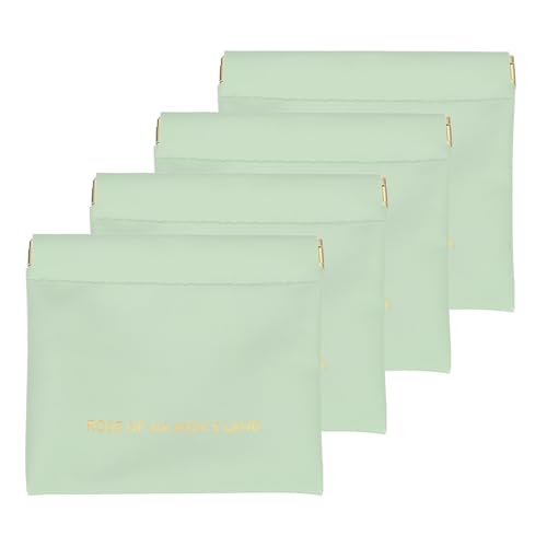 QUARKZMAN 4 Stück Kleine Make-up-Tasche für die Handtasche, PU Tragbare Tasche Selbstschließende Kosmetiktasche Organizer Beutel für Münzwechsel Karten Schlüssel, Grün von QUARKZMAN