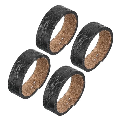 QUARKZMAN 4 Stück Leder Gürtelschlaufenhalter - Unregelmäßiges Muster Ring Schnalle Passt zu 3,5 cm breitem Gürtelriemen für DIY Handwerk Taschengürtel Fixierung (Schwarz) von QUARKZMAN