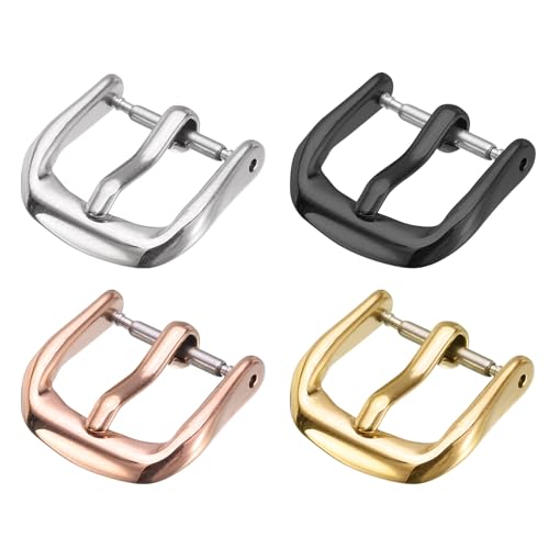 QUARKZMAN 4 Stück Set Uhrenschnalle 12mm Uhrenarmbandverschluss Ersatzschnalle Armbandschließe Edelstahl für Leder Silikon Nylon Canvas Uhrenarmbänder Uhrbandverlängerung Uhren Armband von QUARKZMAN