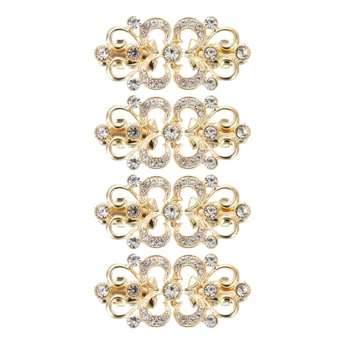 QUARKZMAN 4 Stück Vintage Pulloverclips, Umhangverschluss Retro Cardigan Clips Schulterklappenverschluss Broschenclip für Frauen (Gold) von QUARKZMAN