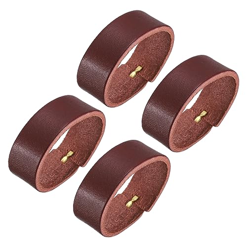 QUARKZMAN 4Stk Leder Gürtel Schleife Halterungen 11.5cm Außenumfang Rot Braun von QUARKZMAN