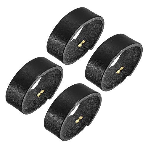 QUARKZMAN 4Stk Leder Gürtel Schleife Halterungen 11.5cm Außenumfang Gürtel Gurtband Ring Schnalle für Handwerker Tasche Gürtel Fixierung (Schwarz) von QUARKZMAN