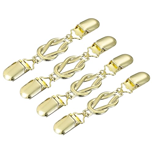 QUARKZMAN 4Stk Pullover Clips Retro Kragenspangen für Strickjacken Shirt Clips Kleider Clip Brosche Schal Clips für Frauen(Gold) von QUARKZMAN