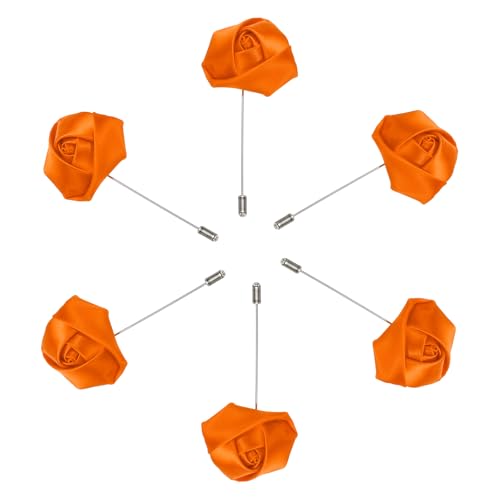 QUARKZMAN 6 Stück Bräutigam Anstecksträuße Rosen Anstecknadeln für Männer Hochzeitszeremonie Jubiläum Formelles Abendessen Party, Orange von QUARKZMAN