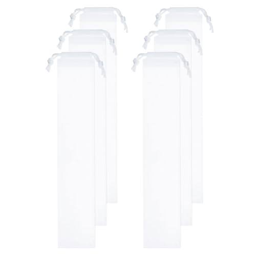 QUARKZMAN 6pcs Umbrella Bags 24"x6.3" Wet Umbrella Sleeve Cover Reusable Folding Umbrella Storage Bag with Drawstring for Folding Travel Umbrellas, White von QUARKZMAN