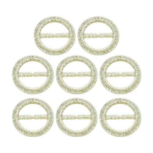 QUARKZMAN 8 Stück Kunststoff T-Shirt Clips, 30mm Runde Bling Harz Schal Ring Schnalle, Mode Krawattenkreis Clip für Damen Seidenkleidung Dekoration (Gelb) von QUARKZMAN