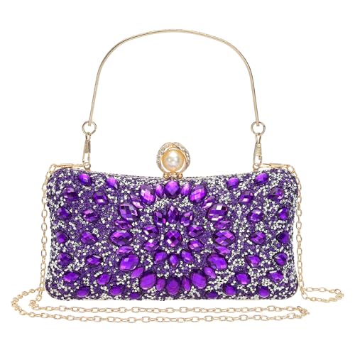 QUARKZMAN Abendtaschen für Frauen, Funkelnde Kristall-Strass Clutch Handtasche mit 2 Kettenriemen für Hochzeit Party Abend Wochenende, Lila QUARKZMAN Abendtaschen für Frauen, Funkelnde Kristall-Strass Clutch Handtasche mit 2 Kettenriemen für Hochzeit Party Abend Wochenende, Lila von QUARKZMAN