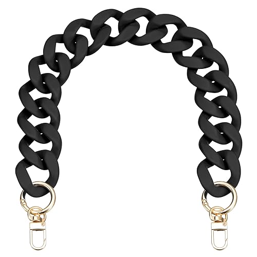 QUARKZMAN Acryl Handtasche Kettenriemen 17.7" Flache Handtasche Ersatzriemen Acryl Flache Kette für Handtasche Handtaschen Matt Schwarz von QUARKZMAN