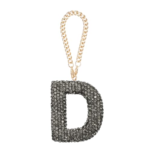 QUARKZMAN Auto Schlüsselanhänger Grau, D-Buchstabe Schlüssel, Anfangsbuchstabe Mädche Bling Buchstabe Anhänger für Tür AutoSchlüssel Handtaschen Deko Mädchen Geschenk von QUARKZMAN