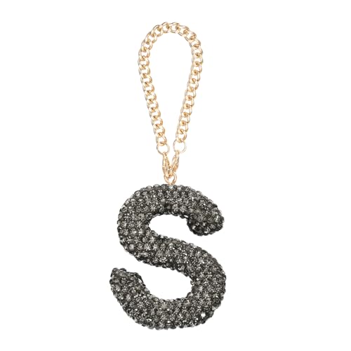QUARKZMAN Auto Schlüsselanhänger Grau, S-Buchstabe Schlüssel, Anfangsbuchstabe Mädche Bling Buchstabe Anhänger für Tür AutoSchlüssel Handtaschen Deko Mädchen Geschenk von QUARKZMAN
