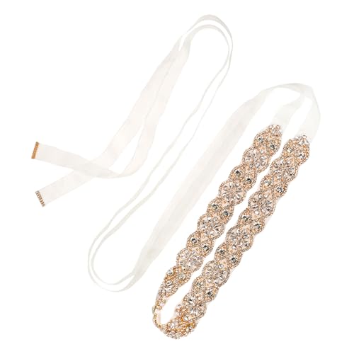 QUARKZMAN Brautgürtel mit Strasssteinen für Brautkleid, handgefertigter Kristall-Brautjungfern-Gürtel in Roségold, Damenkleid-Zubehör mit Band von QUARKZMAN