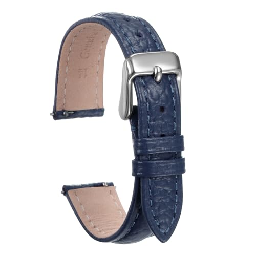 QUARKZMAN Echtes Lederuhrenarmband 14mm Flaches Schnellwechsel-Rindsleder-Uhrenarmband Elegantes Damen- und Herrenuhrenarmband mit Edelstahl-Schnallenverschluss, Dunkelblau QUARKZMAN Echtes Lederuhrenarmband 14mm Flaches Schnellwechsel-Rindsleder-Uhrenarmband Elegantes Damen- und Herrenuhrenarmband mit Edelstahl-Schnallenverschluss, Dunkelblau von QUARKZMAN
