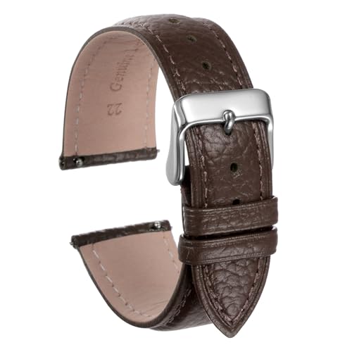 QUARKZMAN Echtes Lederuhrenarmband 22mm Flaches Schnellwechsel-Rindsleder-Uhrenarmband Elegantes Damen- und Herren-Uhrenarmband mit Edelstahl-Schnallenverschluss, Braun QUARKZMAN Echtes Lederuhrenarmband 22mm Flaches Schnellwechsel-Rindsleder-Uhrenarmband Elegantes Damen- und Herren-Uhrenarmband mit Edelstahl-Schnallenverschluss, Braun von QUARKZMAN