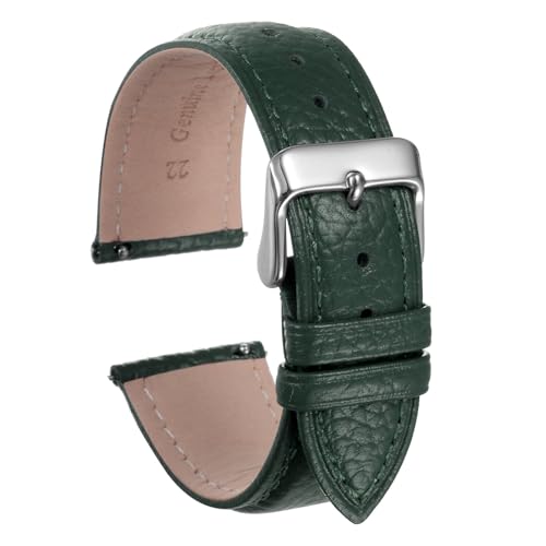 QUARKZMAN Echtes Lederuhrenarmband 22mm Flaches Schnellwechsel-Rindsleder-Uhrenarmband Elegantes Damen- und Herrenuhrenarmband mit Edelstahlschnalle für klassische Smartwatch, Grün QUARKZMAN Echtes Lederuhrenarmband 22mm Flaches Schnellwechsel-Rindsleder-Uhrenarmband Elegantes Damen- und Herrenuhrenarmband mit Edelstahlschnalle für klassische Smartwatch, Grün von QUARKZMAN