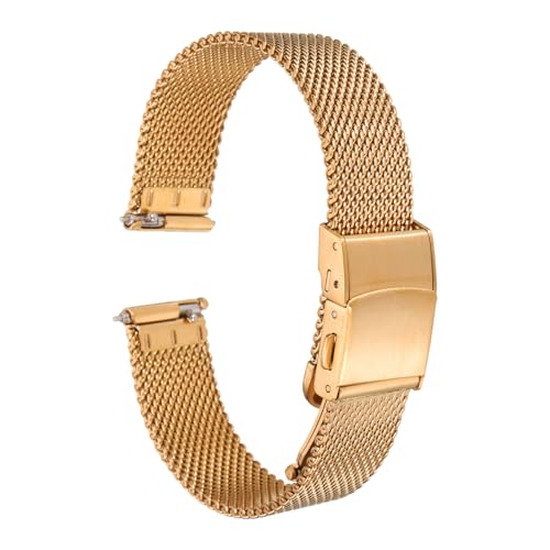 QUARKZMAN Edelstahl-Mesh-Uhrenarmband 12mm Breite 1,8mm dick Schnellwechsel-Metalluhrenarmband Verstellbares Klappverschluss-Ersatzband für Männer und Frauen, Roségold QUARKZMAN Edelstahl-Mesh-Uhrenarmband 12mm Breite 1,8mm dick Schnellwechsel-Metalluhrenarmband Verstellbares Klappverschluss-Ersatzband für Männer und Frauen, Roségold von QUARKZMAN