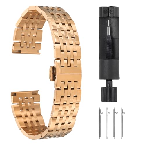 QUARKZMAN Edelstahl Uhrenarmbänder 14mm Uhrenarmband Metall Schnellverschluss Solides Stahlkettenuhrband Ersatz mit Faltschließe für Smartwatch Uhren Armband Herren Damen, Roségold QUARKZMAN Edelstahl Uhrenarmbänder 14mm Uhrenarmband Metall Schnellverschluss Solides Stahlkettenuhrband Ersatz mit Faltschließe für Smartwatch Uhren Armband Herren Damen, Roségold von QUARKZMAN