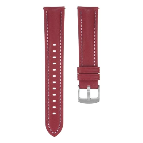 QUARKZMAN Leder Uhrenarmband 20mm Breite Schnellverschluss Flexibel Passend Atmungsaktiv Vintage Leder Uhrenarmband mit Federsteg für die meisten Herren Damen Uhren Smartwatches, Rot von QUARKZMAN