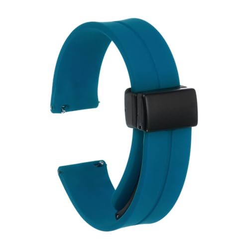 QUARKZMAN Magnetisches Silikon Uhrenarmband 20mm Schnellwechsel Weiches Gummi Wasserdichtes Ersatzarmband mit schwarzem Metall-Faltschließe für Männer und Frauen, Himmelblau QUARKZMAN Magnetisches Silikon Uhrenarmband 20mm Schnellwechsel Weiches Gummi Wasserdichtes Ersatzarmband mit schwarzem Metall-Faltschließe für Männer und Frauen, Himmelblau von QUARKZMAN