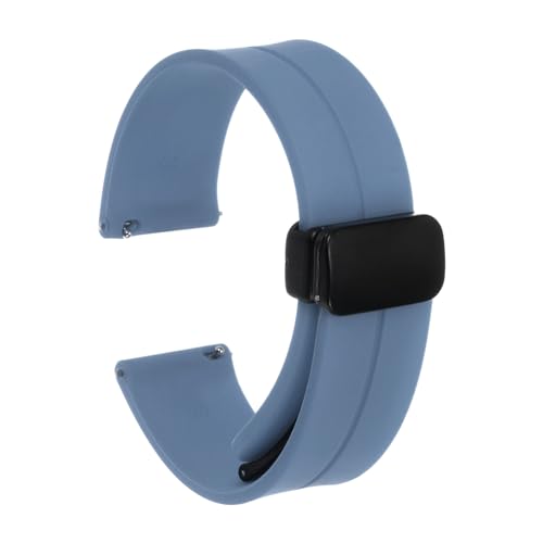 QUARKZMAN Magnetisches Silikon Uhrenarmband 20mm Schnellwechsel Weiches Gummi Wasserdichtes Ersatzarmband mit schwarzem Metall-Faltschließe für Männer und Frauen, Rock Blau von QUARKZMAN