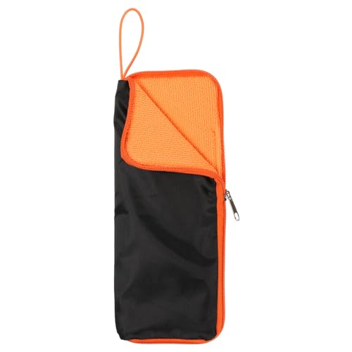 QUARKZMAN Nasse Regenschirm Tasche 26cm x 10cm Superfeine Faser Wendbare Regenschirm Hülle Tragbare Wasserdichte Hülle für Aufbewahrung Transport Reisen Zuhause Outdoor, Orange. von QUARKZMAN