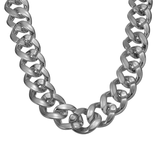 QUARKZMAN Plastik-Kettenkette, 35 Zoll Hip-Hop-Rapper Chunky-Kette Falsche Dicke Goldketten Schmuck Party-Kostüm-Kette Accessoire für Männer Frauen (Schwarz) von QUARKZMAN