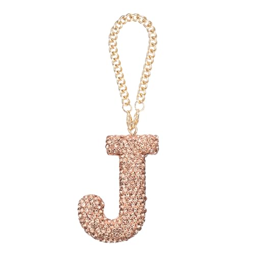 QUARKZMAN Schlüsselanhänger Buchstabe Champagnerfarbe, J-Name Schlüssel, Anfangsbuchstabe Mädche Bling Buchstabe Anhänger für Tür AutoSchlüssel Handtaschen Deko Mädchen Geschenk von QUARKZMAN