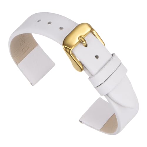 QUARKZMAN Schwarzes Echtlederarmband mit 22 mm Breite, flaches, dünnes, elegantes Lederarmband mit goldfarbener Schnalle für Damen und Herren QUARKZMAN Schwarzes Echtlederarmband mit 22 mm Breite, flaches, dünnes, elegantes Lederarmband mit goldfarbener Schnalle für Damen und Herren von QUARKZMAN