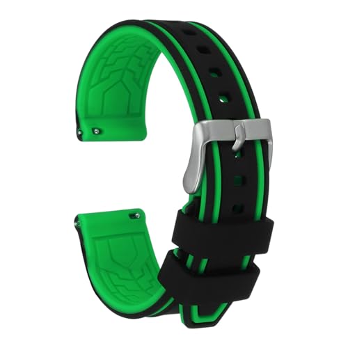 QUARKZMAN Uhrenarmbänder Silikon 20mm Uhrenarmband Gummi mit Edelstahl Schnellverschluss Dornschließe Zweifarbig Ersatzuhrband Watch Strap Quick Release für Männer Frauen, Schwarz Türkis QUARKZMAN Uhrenarmbänder Silikon 20mm Uhrenarmband Gummi mit Edelstahl Schnellverschluss Dornschließe Zweifarbig Ersatzuhrband Watch Strap Quick Release für Männer Frauen, Schwarz Türkis von QUARKZMAN