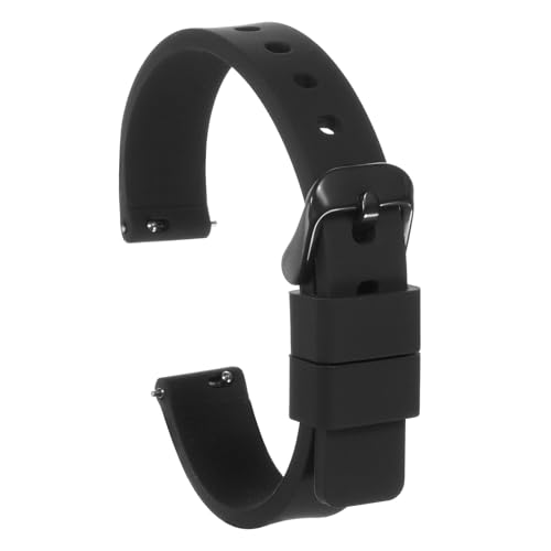 QUARKZMAN Silikon Uhrenarmband 14mm Breite Schnellverschluss Weiches Gummiersatz-Uhrenarmband mit schwarzem Edelstahlverschluss für Männer und Frauen, Schwarz QUARKZMAN Silikon Uhrenarmband 14mm Breite Schnellverschluss Weiches Gummiersatz-Uhrenarmband mit schwarzem Edelstahlverschluss für Männer und Frauen, Schwarz von QUARKZMAN