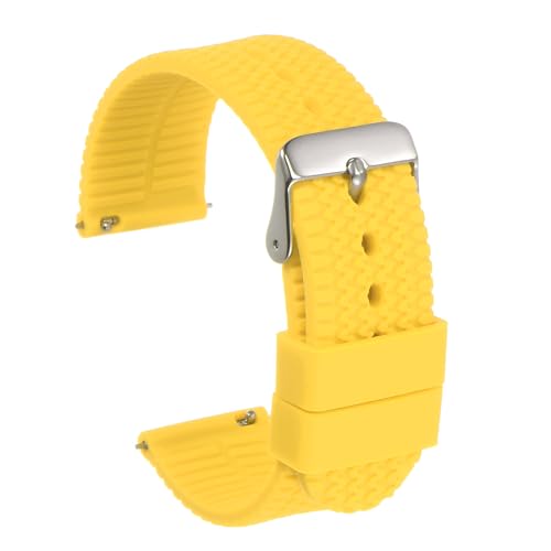 QUARKZMAN Silikon Uhrenarmband 20mm Breite Schnellverschluss Weiche Gummiband mit elektroplattierter Edelstahlschließe für Männer und Frauen, Gelb QUARKZMAN Silikon Uhrenarmband 20mm Breite Schnellverschluss Weiche Gummiband mit elektroplattierter Edelstahlschließe für Männer und Frauen, Gelb von QUARKZMAN