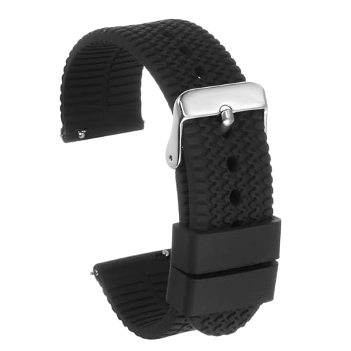 QUARKZMAN Silikon Uhrenarmband 24mm Breite Schnellverschluss Weiche Gummiband mit elektroplattierter Edelstahlschließe für Männer und Frauen, Schwarz QUARKZMAN Silikon Uhrenarmband 24mm Breite Schnellverschluss Weiche Gummiband mit elektroplattierter Edelstahlschließe für Männer und Frauen, Schwarz von QUARKZMAN