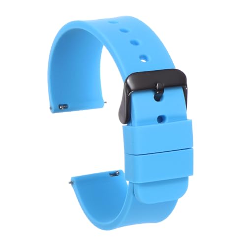 QUARKZMAN Silikon Uhrenarmband 24mm Breite Schnellverschluss Weiches Gummiersatz-Uhrenarmband mit schwarzem Edelstahlverschluss für Männer und Frauen, Hellblau QUARKZMAN Silikon Uhrenarmband 24mm Breite Schnellverschluss Weiches Gummiersatz-Uhrenarmband mit schwarzem Edelstahlverschluss für Männer und Frauen, Hellblau von QUARKZMAN