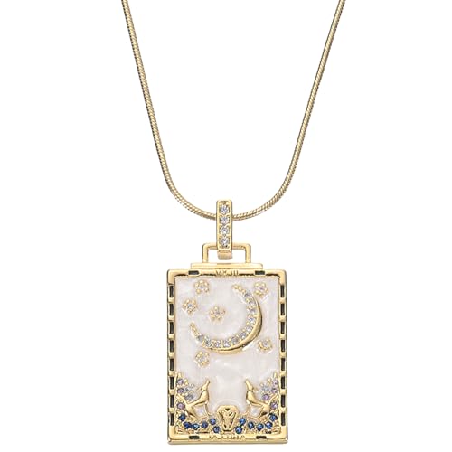 QUARKZMAN Tarot Charm, 22x15mm Titanium Steel Square Enamel Tarot Card Pendant Rectangle Charm for Birthdays Christmas Anniversaries, Gold von QUARKZMAN