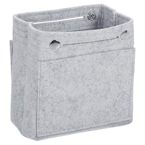 QUARKZMAN Taschenorganizer-Einsatz, tragbare Filz-Organizer-Taschen mit Druckknopf-Mehreren Fächern Taschenfutter für gewölbte Satchel, Tragetasche (17 cm x 10 cm x 16 cm, Grau) von QUARKZMAN